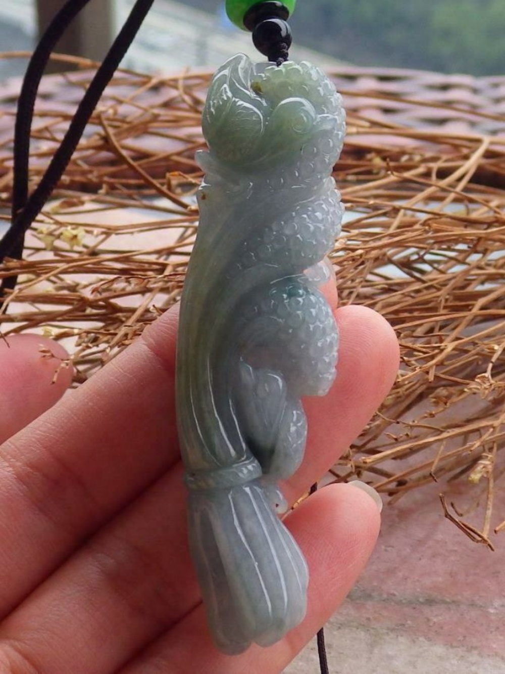 Certified Natural Burma A Jade jadeite Phoenix Bird Ruyi Lucky Amulet Pendant